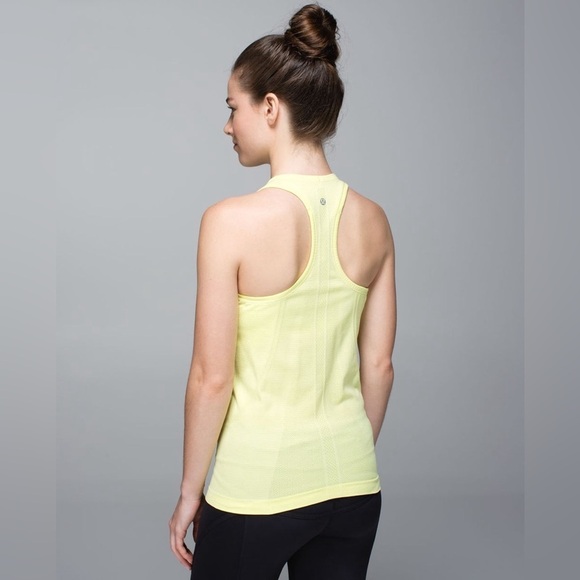 Lululemon Heathered Sheer Lemon Yellow Green Swiftly Tech Racerback Tank Size 6 - Picture 2 of 11
